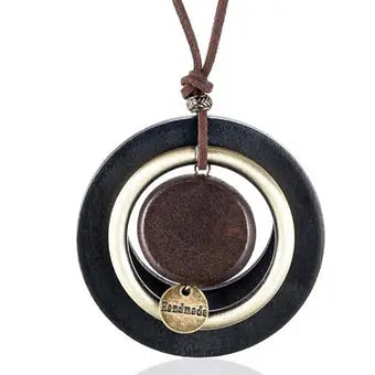 Bohemian Designer Necklace Wood Pendant Black - My Store