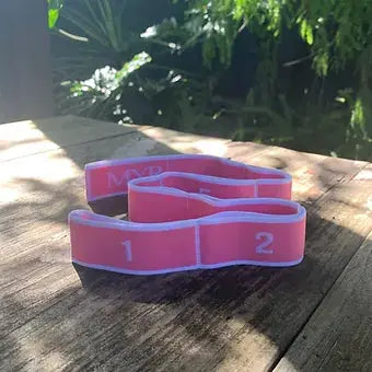 Pink/White Elastic Nylon Yoga Stretch Strap 8 Loops - My Store