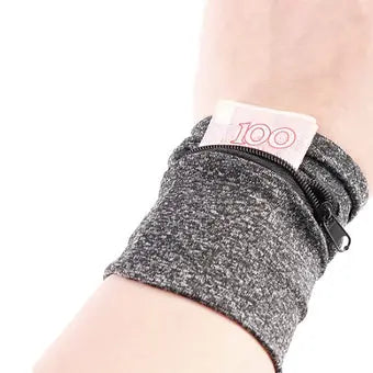 Multifunctional Zipper Wrist Wallet - Wristband for Keys, ID, Cards, Cash - Grey - My Store