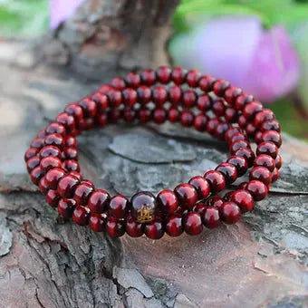 108 Red Sandalwood Mala Beads Meditation Bracelet or Necklace 6mm - My Store