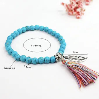 Natural Stone Lotus Turquoise Mala Bracelet - My Store