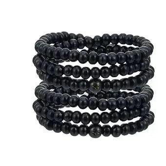 Set of 2 Black Ebony Wood Beads Mala Meditation Necklace or Bracelet - My Store